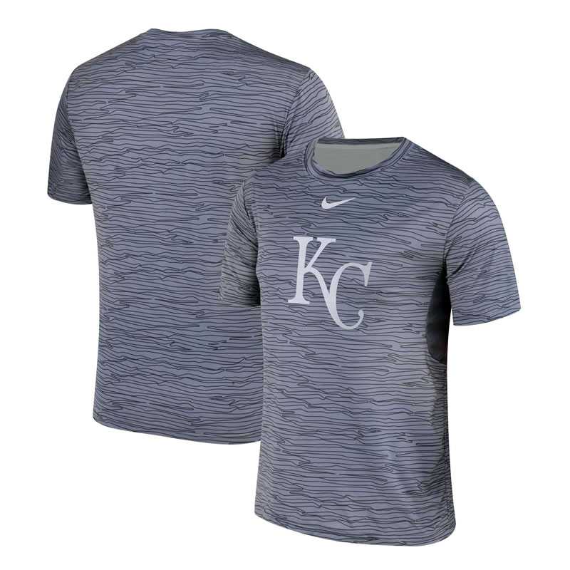 Kansas City Gray Black Striped Logo Performance T-Shirt,We sell and wholesale Kansas City Gray Black Striped Logo Performance T-Shirt on line form chian!